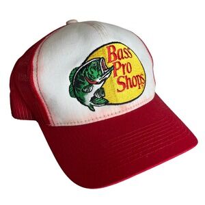 Bass Pro Shops Hat Red White Trucker Cap Adult Fishing Outdoors‎